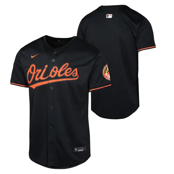 BALTIMORE ORIOLES MLB Jeune Maillot vierge Édition limitée ALT 1 NOIR