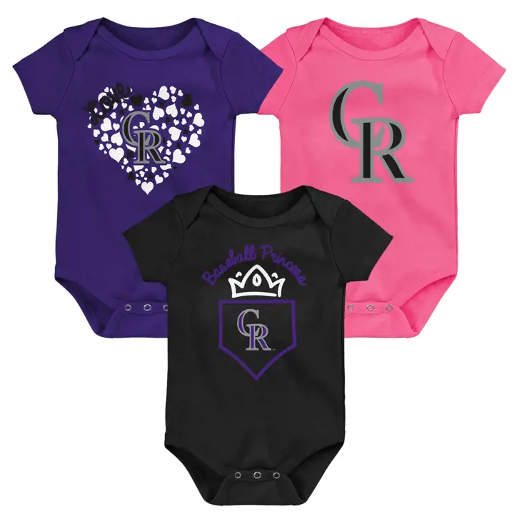 COLORADO ROCKIES MLB Ensemble de 3 bodys infantiles Home Run PNK