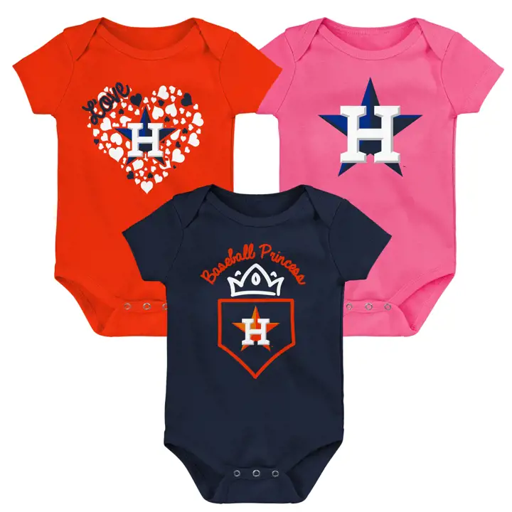 Ensemble de 3 grenouillères pour bébé HOUSTON ASTROS MLB Home Run, rose