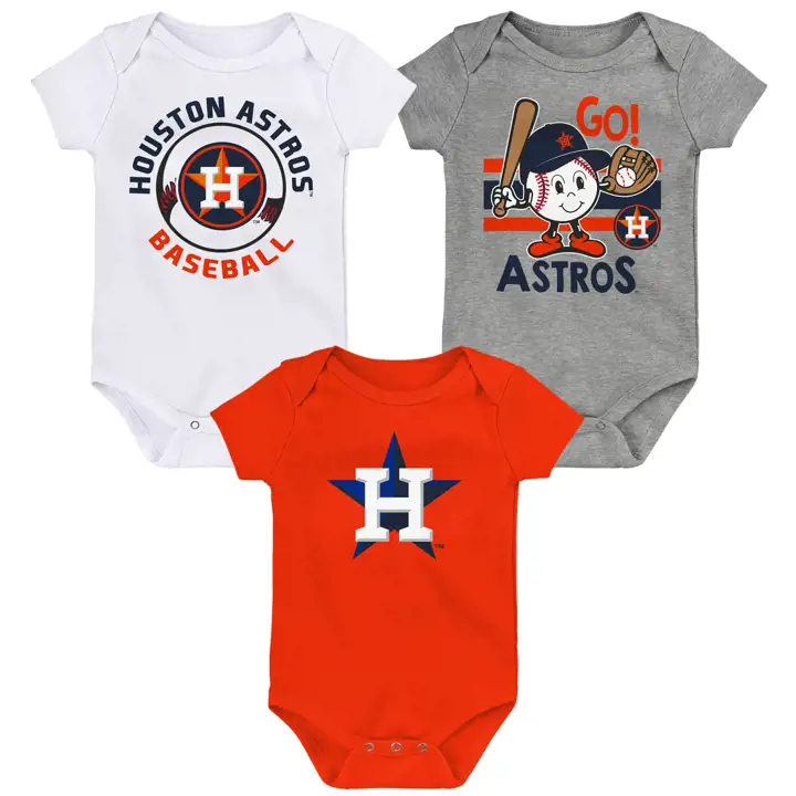 HOUSTON ASTROS MLB Ensemble de 3 bodys de nouveau-né « Ball Park » bleu marine