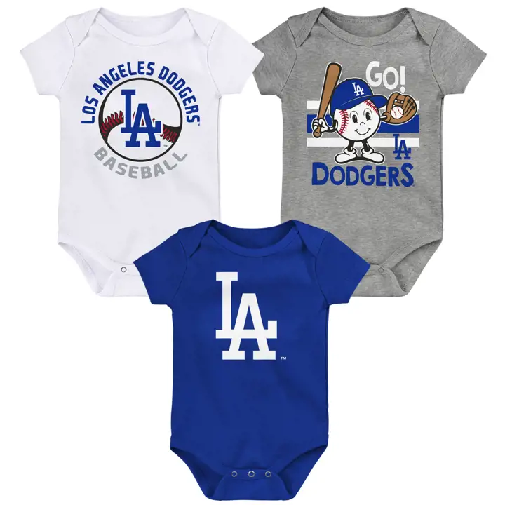 LOS ANGELES DODGERS MLB Ensemble de 3 bodys pour nouveau-né Ball Park bleu