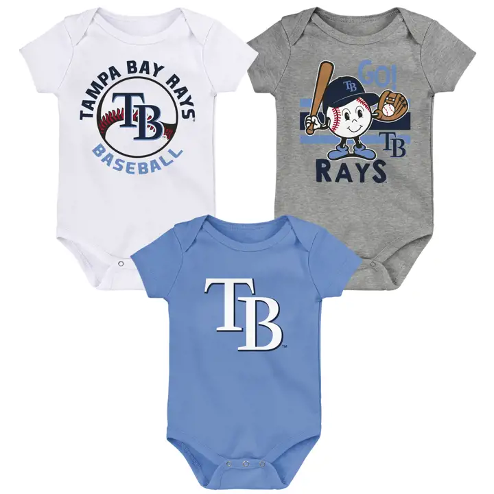 TAMPA BAY RAYS MLB Lot de 3 bodys bleus pour nouveau-né Ball Park