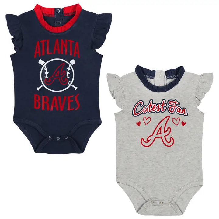 ATLANTA BRAVES MLB Ensemble 2 pièces avec volants pour nouveau-né marine
