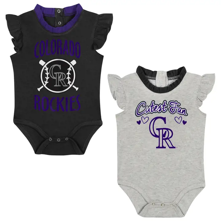 Ensemble de 2 barboteuses à volants MLB Colorado Rockies pour nouveau-né – Noir