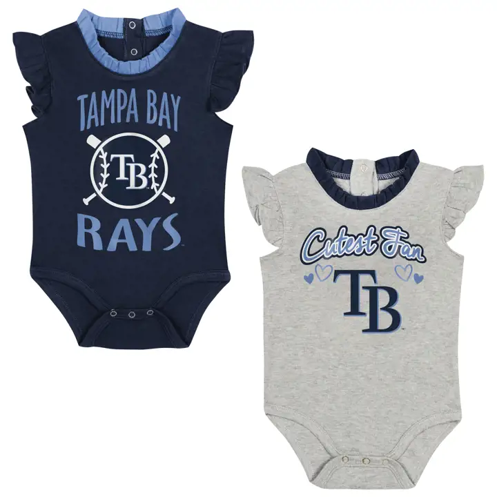 Ensemble 2 pièces à volants pour nouveau-né supporter des Rays de Tampa Bay MLB, marine
