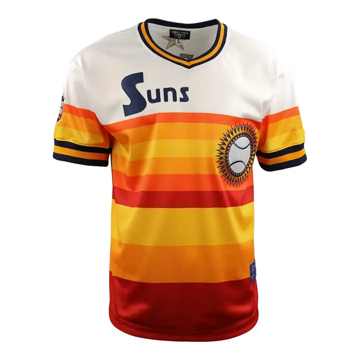 Maillot de baseball Harlingen Suns EFF Lone Star, blanc/orange/bleu marine