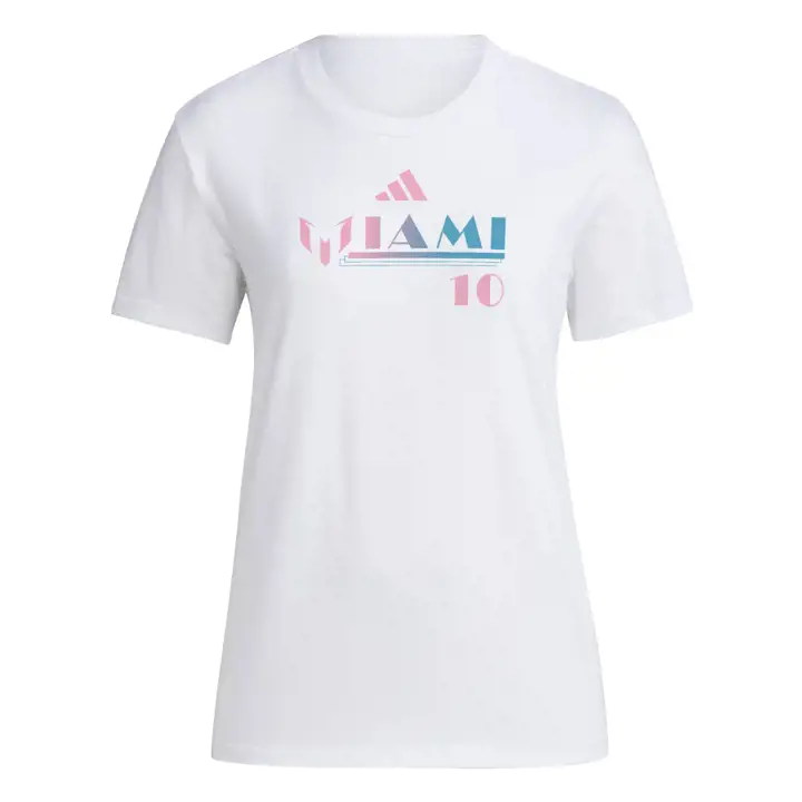 "T-shirt femme « Messi « M »IAMI » blanc"