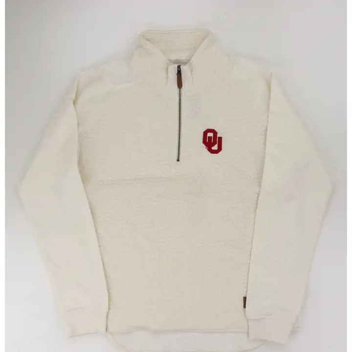 Oklahoma Sooners NCAA Pull molletonné femme Bubble Knit 1/4 zip 23 CRÈME