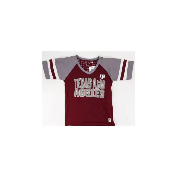 T-shirt à rayures sur les manches pour femme Texas A&M Aggies NCAA 23 M
