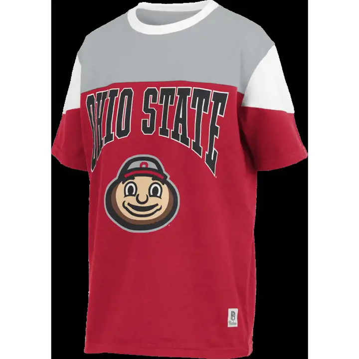 T-shirt colorblock pour femme NCAA Ohio State Buckeyes 23 ROUGE