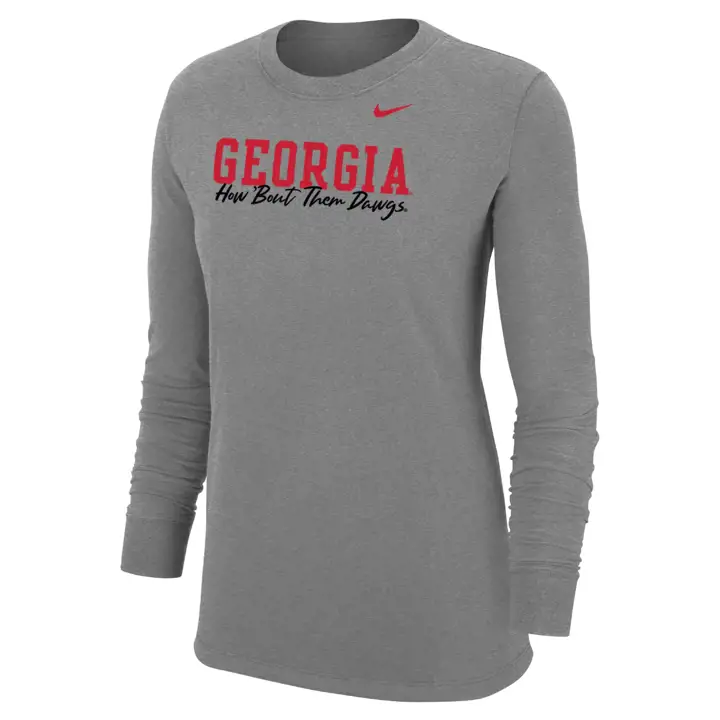 T-shirt coton manches longues Nike Dri-FIT Georgia Bulldogs NCAA Femme GRIS