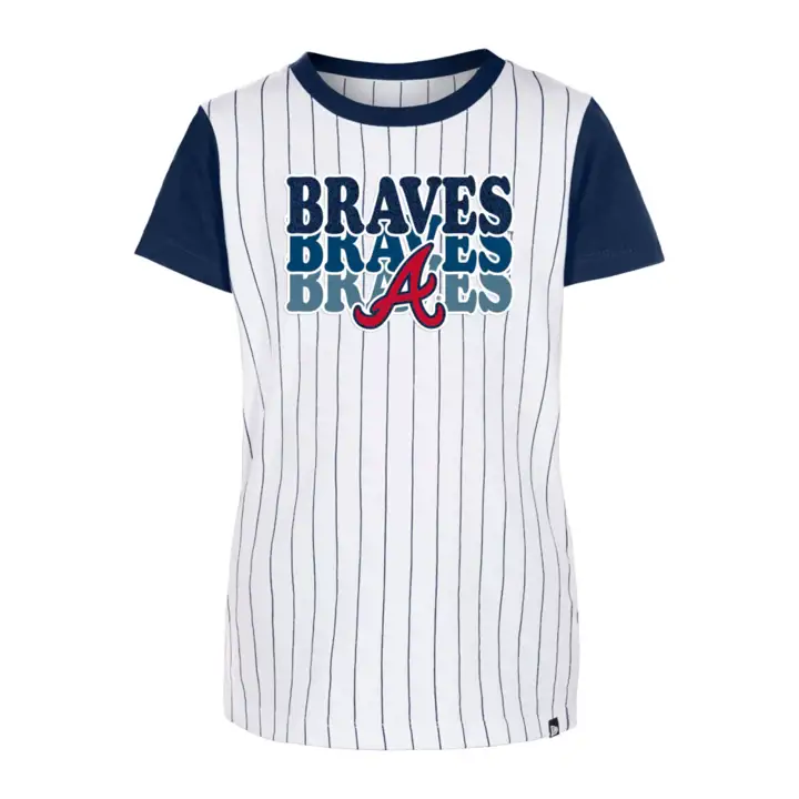 T-shirt fille rayé MLB Atlanta Braves BLANC