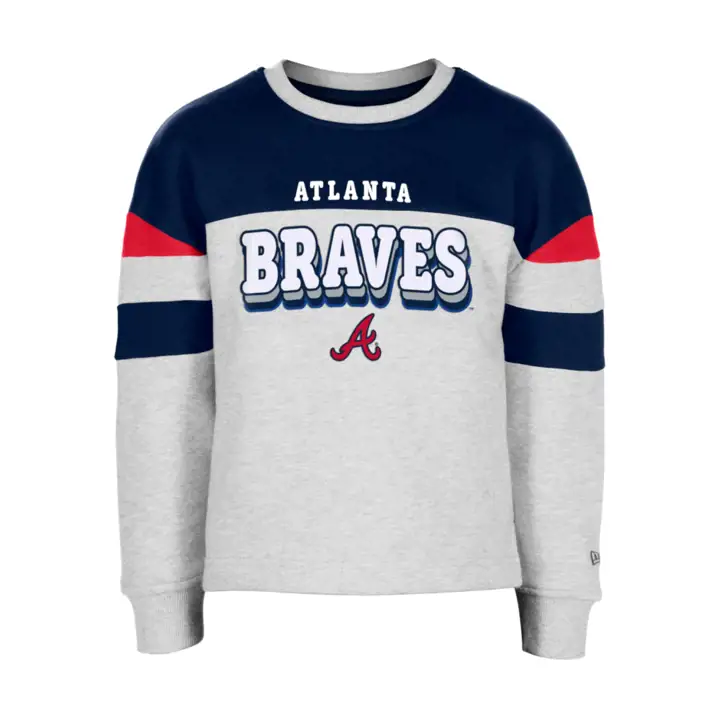 Sweat-shirt pour filles des Braves d'Atlanta de la MLB à manches rayées GRIS