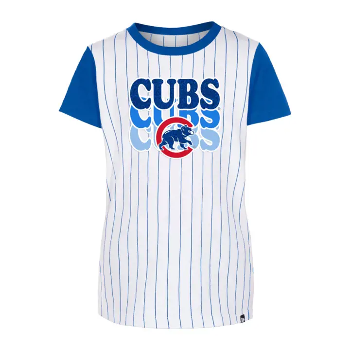 T-shirt à rayures Chicago Cubs MLB pour filles BLANC