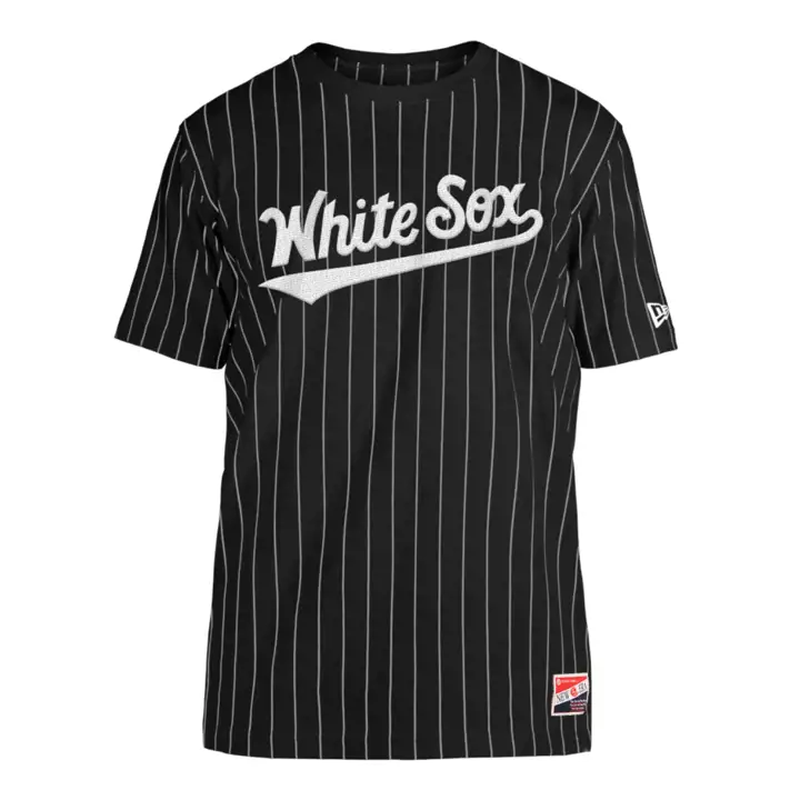 Chicago White Sox MLB NE Pinstriper Premium Crew Top noir/blanc
