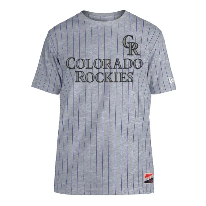 Haut de baseball Premium Col ras du cou à fines rayures MLB Colorado Rockies gris/noir