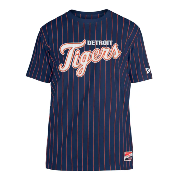 Haut ras du cou New Era Pinstriper Premium MLB Detroit Tigers marine/orange