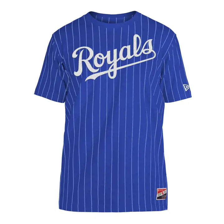 Haut ras du cou de qualité supérieure à rayures fines Kansas City Royals MLB NE Bleu marine/L