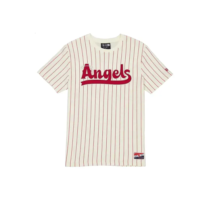 Los Angeles Angels MLB NE Pinstriper Premium Crew Top ivo/re