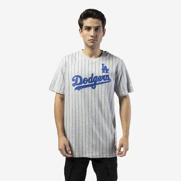 Los Angeles Dodgers MLB NE Pinstriper Premium Crew Top gry/r