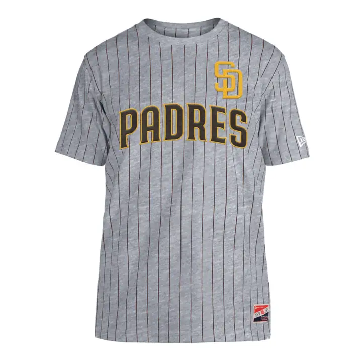 San Diego Padres MLB NE Pinstriper Premium Crew Top gris/marron