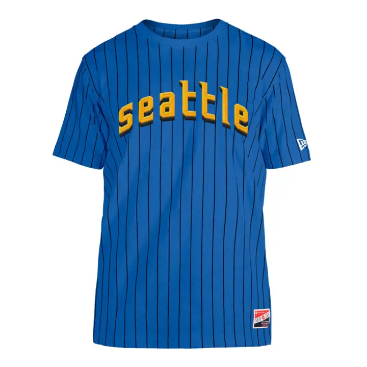 Haut ras du cou de qualité supérieure Seattle Mariners MLB NE Pinstriper rbl/blk