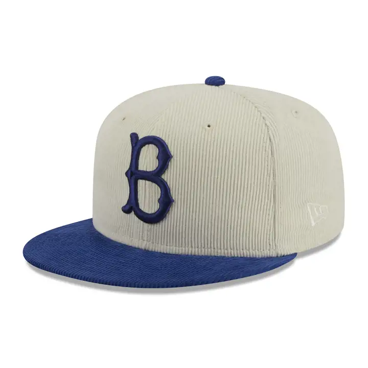 BROOKLYN DODGERS MLB Casquette en Velours Côtelé Crème 59FIFTY WS 1955 DKGRY/RBL/GR