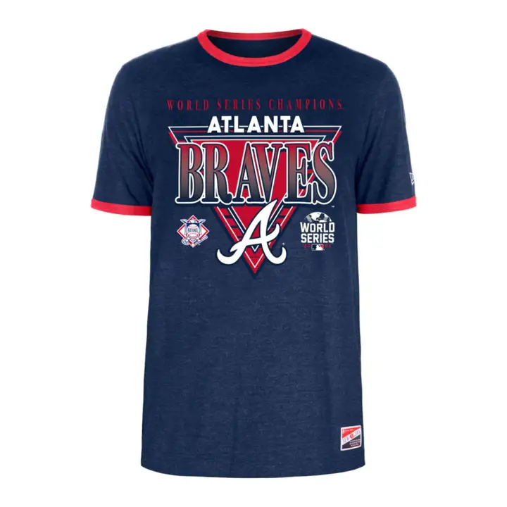 T-shirt à col contrastant Atlanta Braves MLB bleu marine