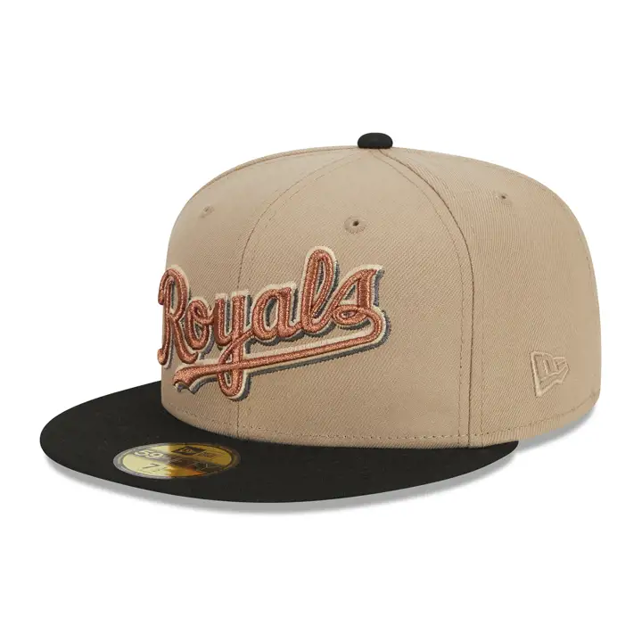 ROYALS MLB RUSTBELT 1.5 SCRIPT 59FIFTY RAISED ROYAL CAMEL/BL