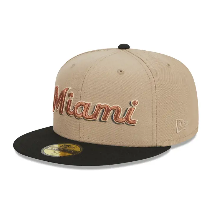 CASQUETTE MIAMI MARLINS MLB RUSTBELT 1.5 SCRIPT 59FIFTY 30TH ANN CAMEL