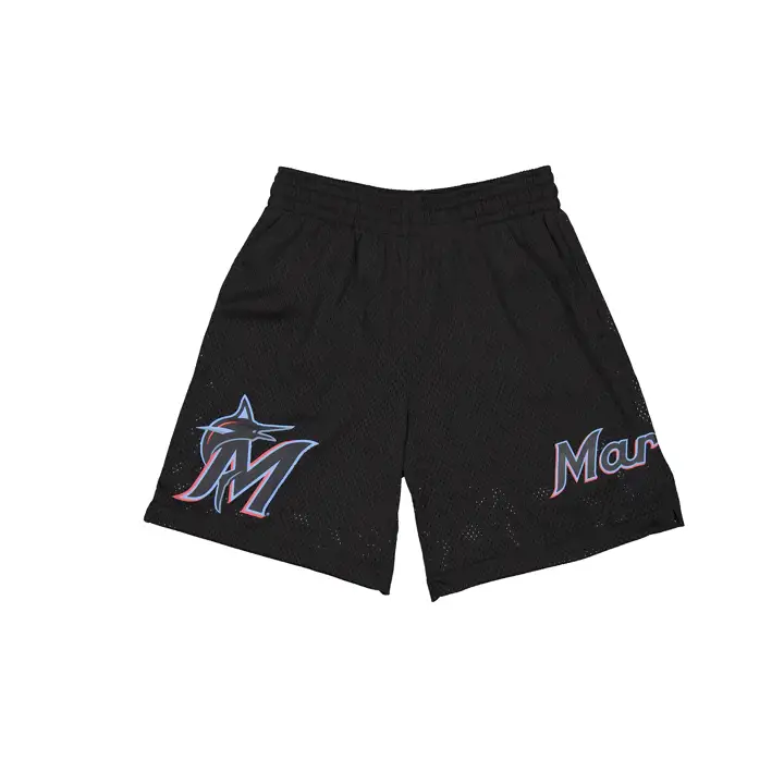 Miami Marlins MLB Short en maille NE noir