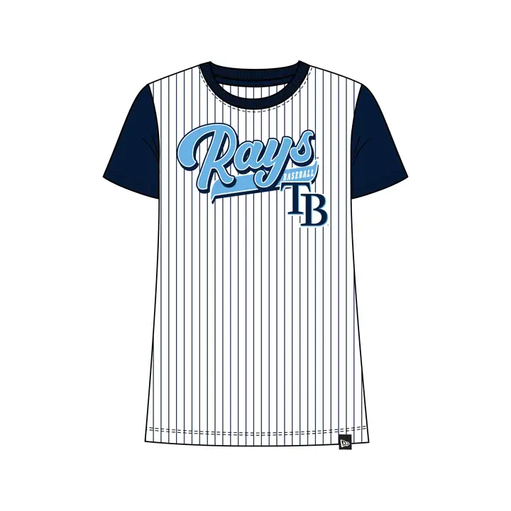 T-shirt rayé à manches courtes MLB pour femme Tampa Bay Rays 24 WHT