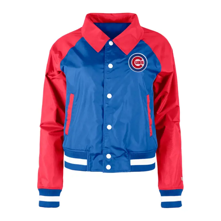 Veste Bomber Chicago Cubs MLB pour femme avec coutures, marine 24
