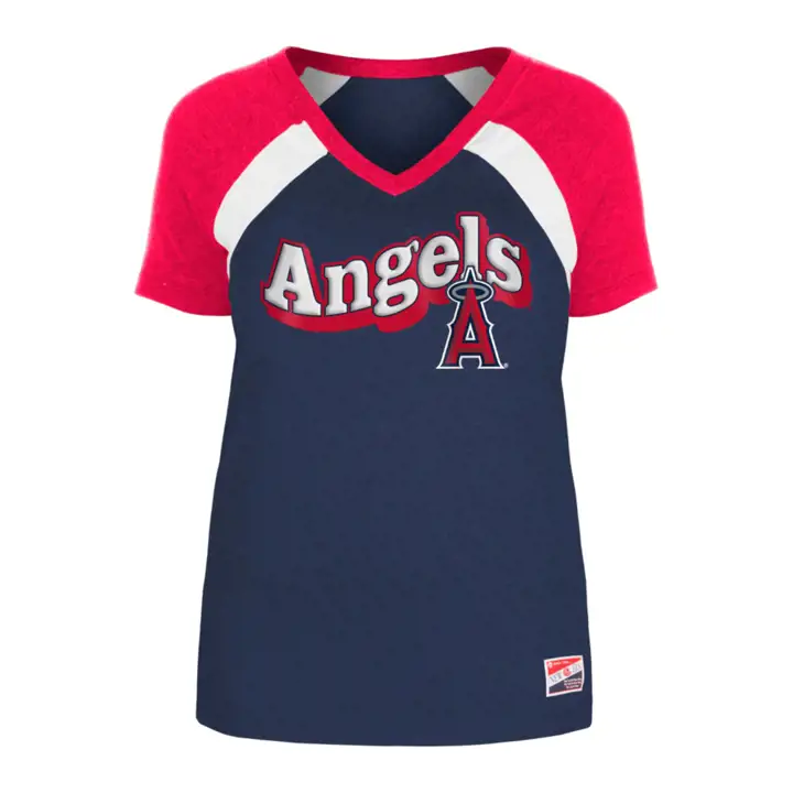 Los Angeles Angels MLB T-shirt Raglan Manches Courtes Femme 24 BLANC