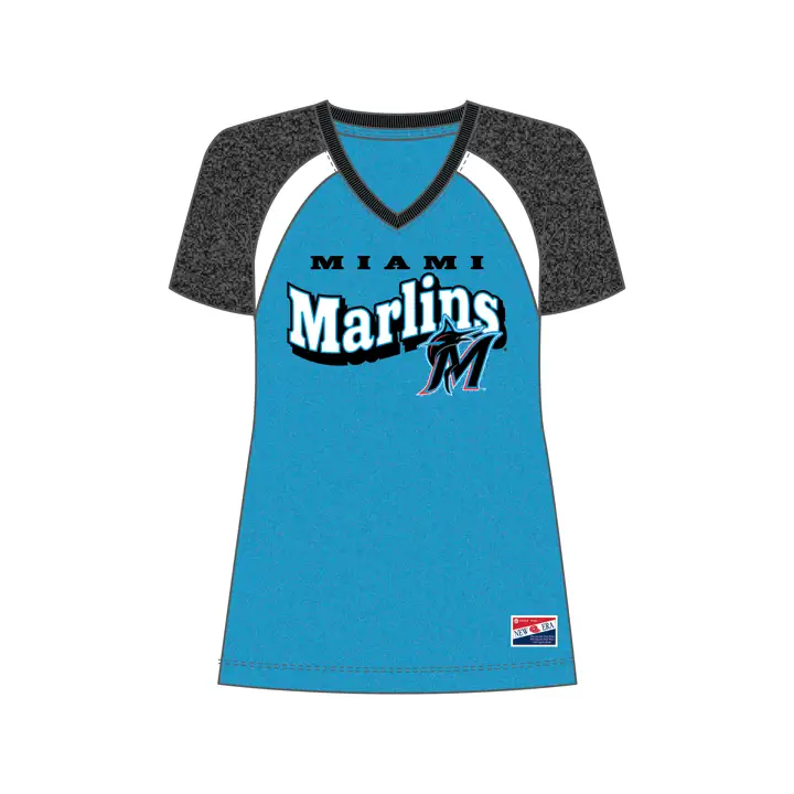 Miami Marlins MLB T-shirt Femme Manches Courtes Raglan 24 BLN