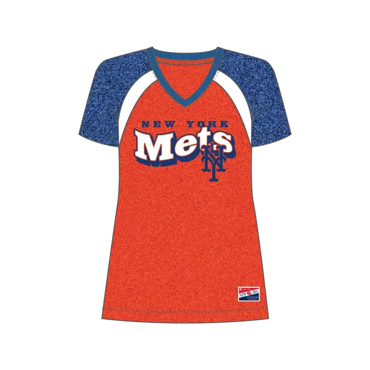 T-shirt manches courtes baseball femme New York Mets MLB Raglan 24 BLANC