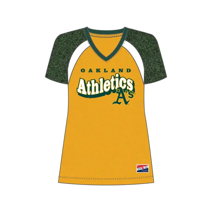 T-shirt court raglan Oakland Athletics MLB pour femme 24 BLANC