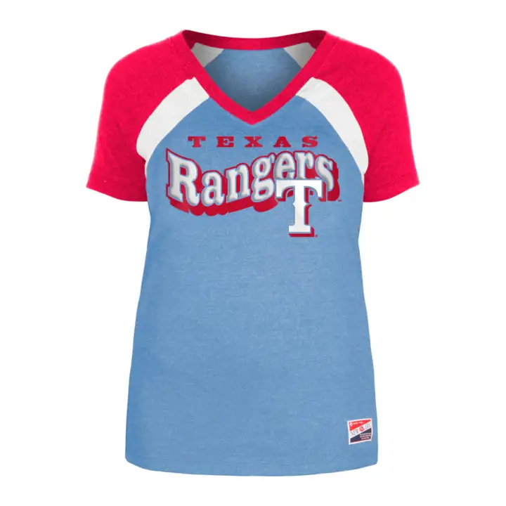T-shirt Raglan Femme Manches Courtes Texas Rangers MLB 24 BLC