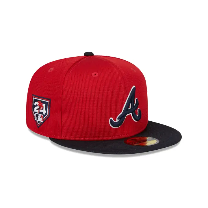 Atlanta Braves Entraînement de printemps MLB 2024 59Fifty rouge/bleu marine