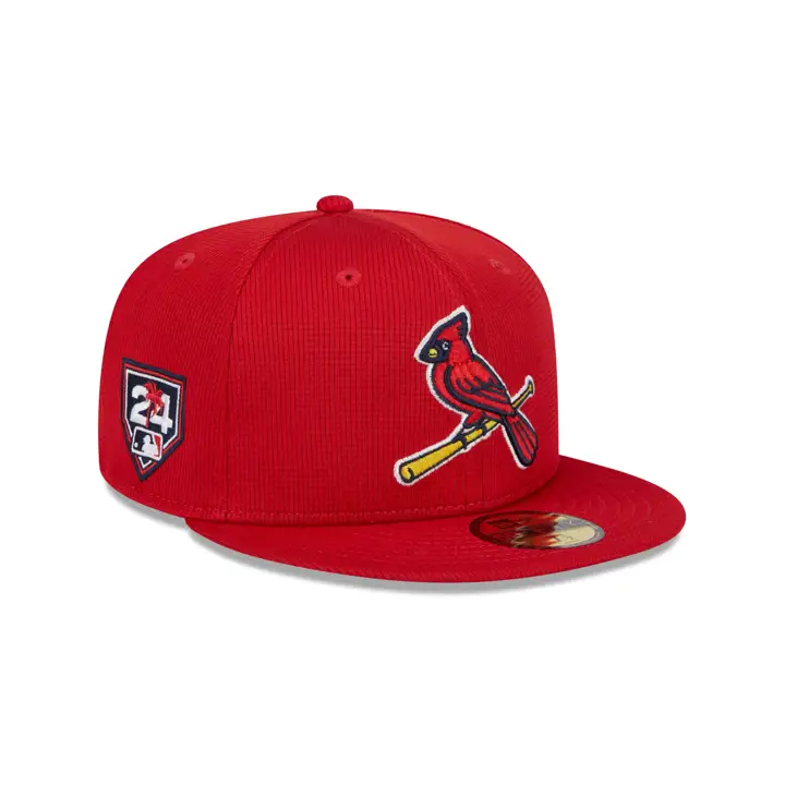 Casquette 59Fifty rouge d'entraînement de printemps 2024 des St. Louis Cardinals de la MLB