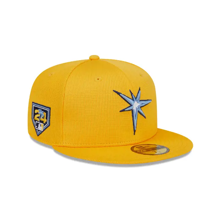 Casquette 59Fifty d'entraînement de printemps 2024 MLB des Tampa Bay Rays, jaune