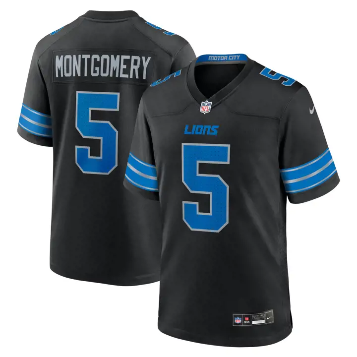 Maillot de match NFL des Detroit Lions David Montgomery noir
