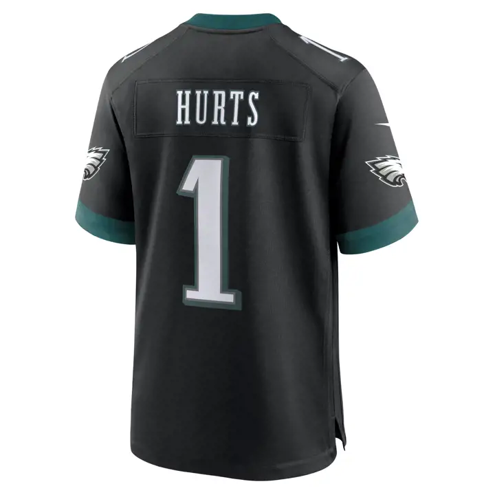 Maillot de match NFL Philadelphia Eagles Jalen Hurts NOIR