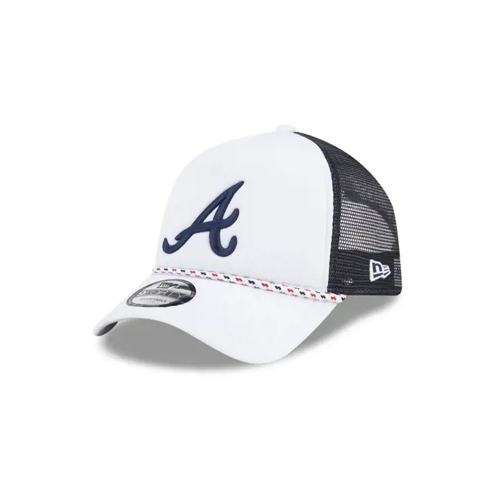 Casquette Trucker 9FORTY en Mousse MLB AF CS des Atlanta Braves, Blanc/Bleu Marine