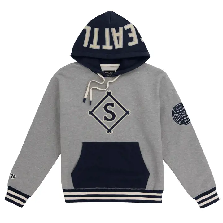 Seattle Steelheads EFF NLB SWEAT À CAPUCHE EN BLOCS DE COULEURS GRIS CHINÉ/BLEU MARINE