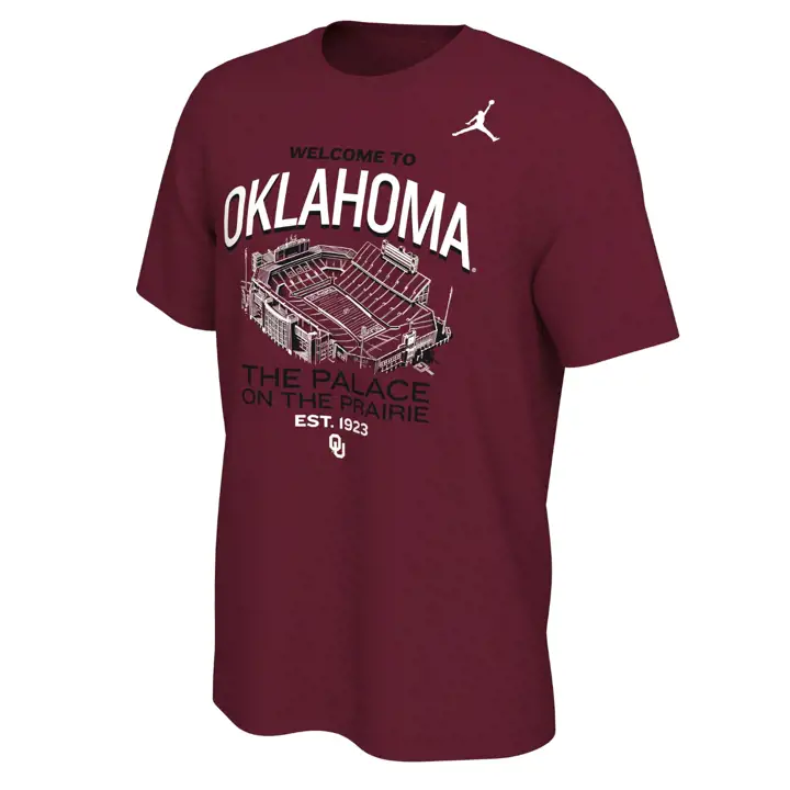 OKLAHOMA SOONERS NCAA STADIUM T-SHIRT LOCAL 23 CRIMSON
