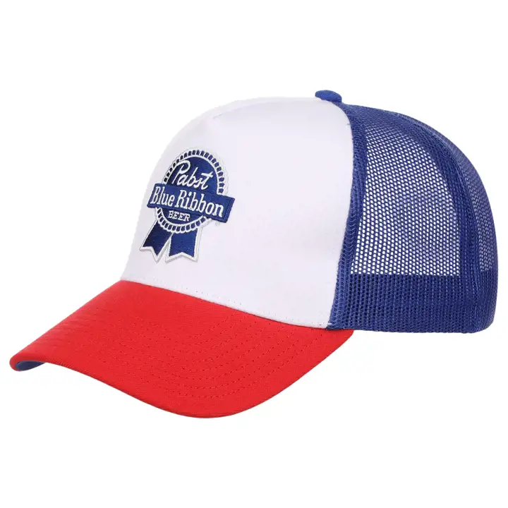 Casquette trucker PBR A-Frame Ribbon Blc/Rge