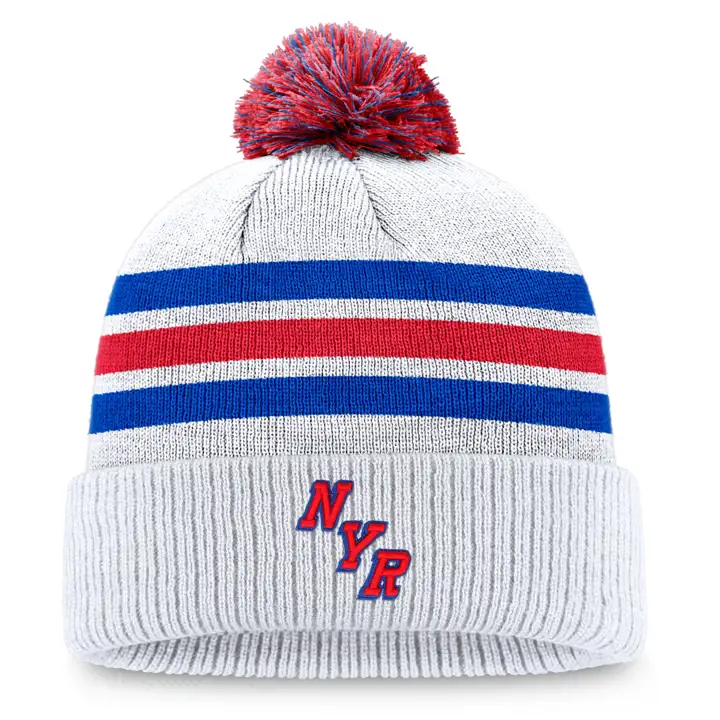 New York Rangers LNH 24 SS Tuque à pompon avec revers BLANC