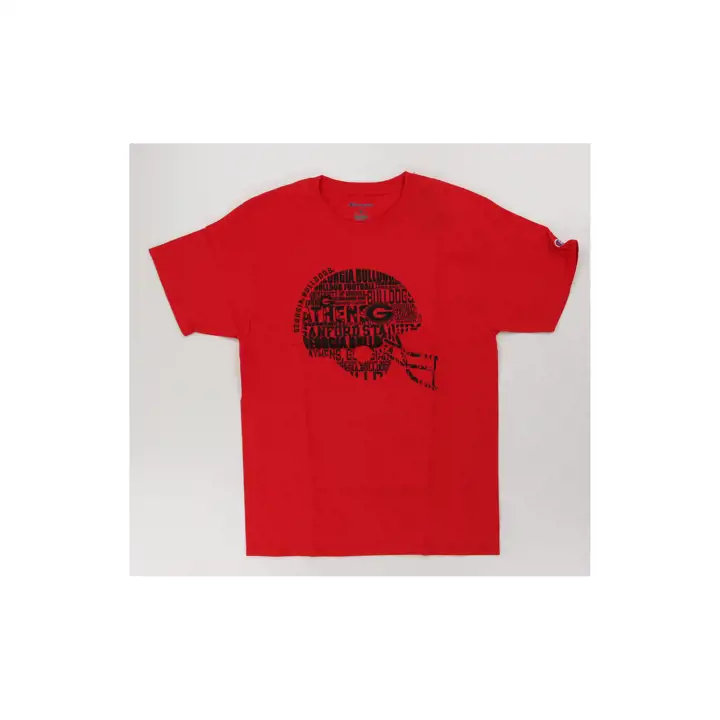 T-shirt ROUGE Casque Slogan NCAA Georgia Bulldogs 2F