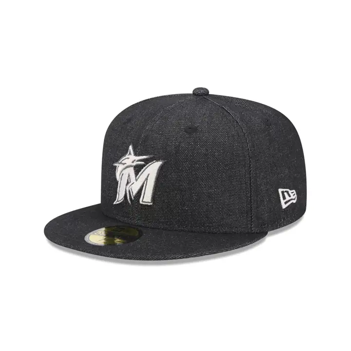 CASQUETTE MIAMI MARLINS MLB BLEUE JEAN 59FIFTY MARINE/VERT WS 2003